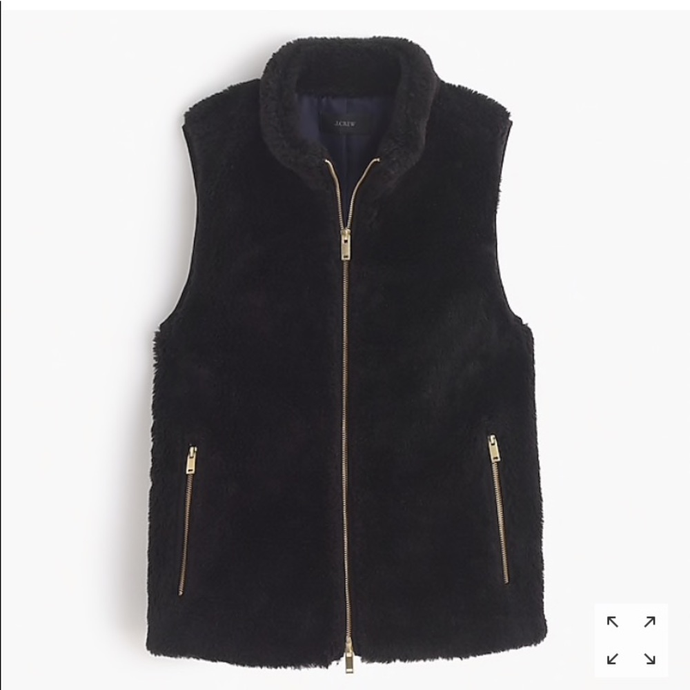JCrew Plush Fleece Excursion Vest. XS. NWT. Black